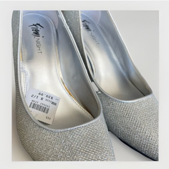 NEW WOMEN'S SIZE 8 .5 SILVER SPARKLE FIONI NIGHT HIGH HEEL SHOES - Picture 9 of 12